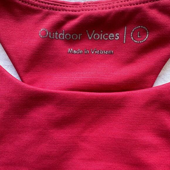 Outdoor Voices TechSweat Crop Top Bra 7/8 Flex Legging Set Pink Red Size L Large - Picture 3 of 16